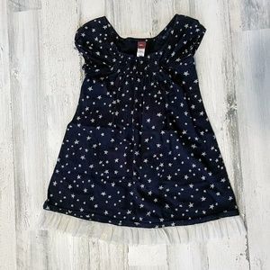 Tea Girls Dress Size 5 Black And White Stars With Ruffle